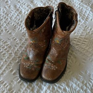 Shyanne Tan Kids Boots with Floral Design